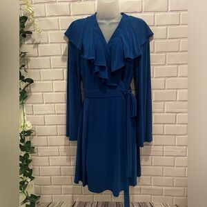 JUST TAYLOR women long sleeve blue wrap dress /size 10